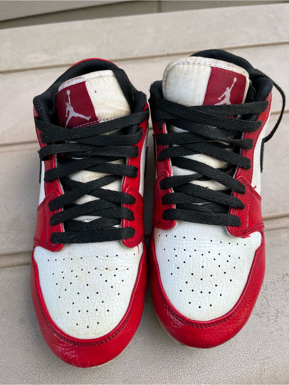 Jordan Red, White & Black Low-Top football cleats